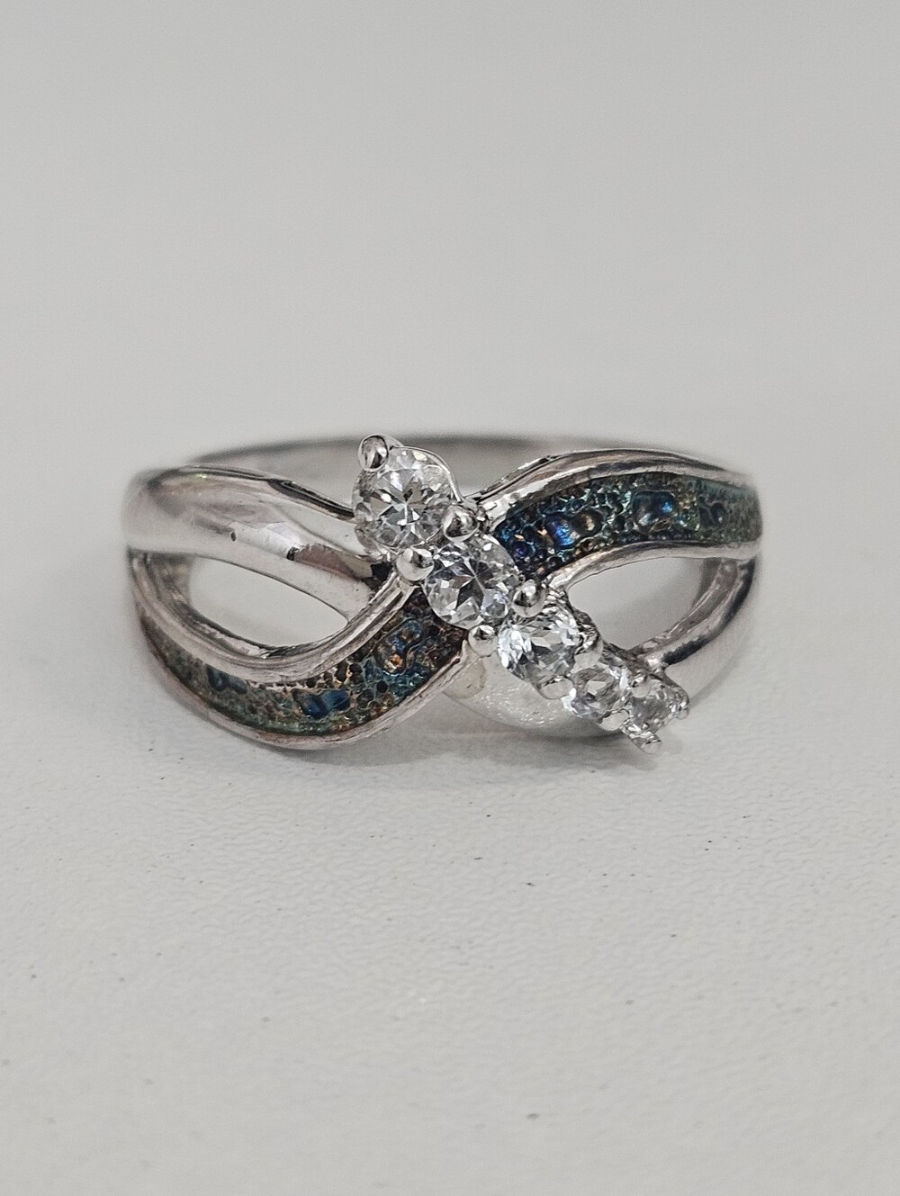925 White Topaz Infinity Sterling Silver Ring Size 6.75 US